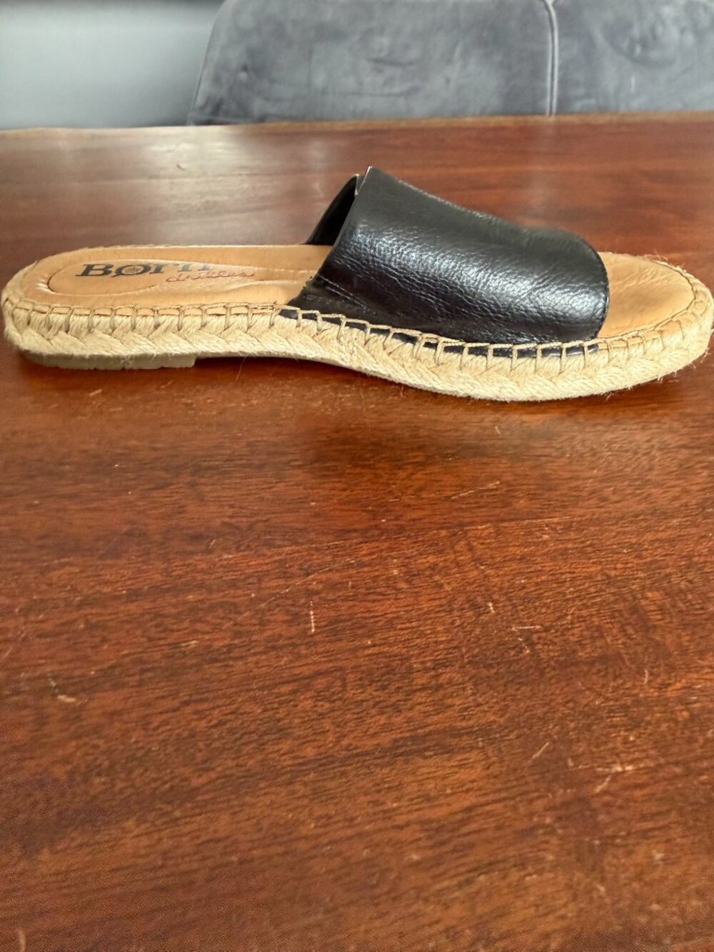 Born drias Black Leather Espadrille Slide Sandals Women’s Size 7 - Picture 8 of 13